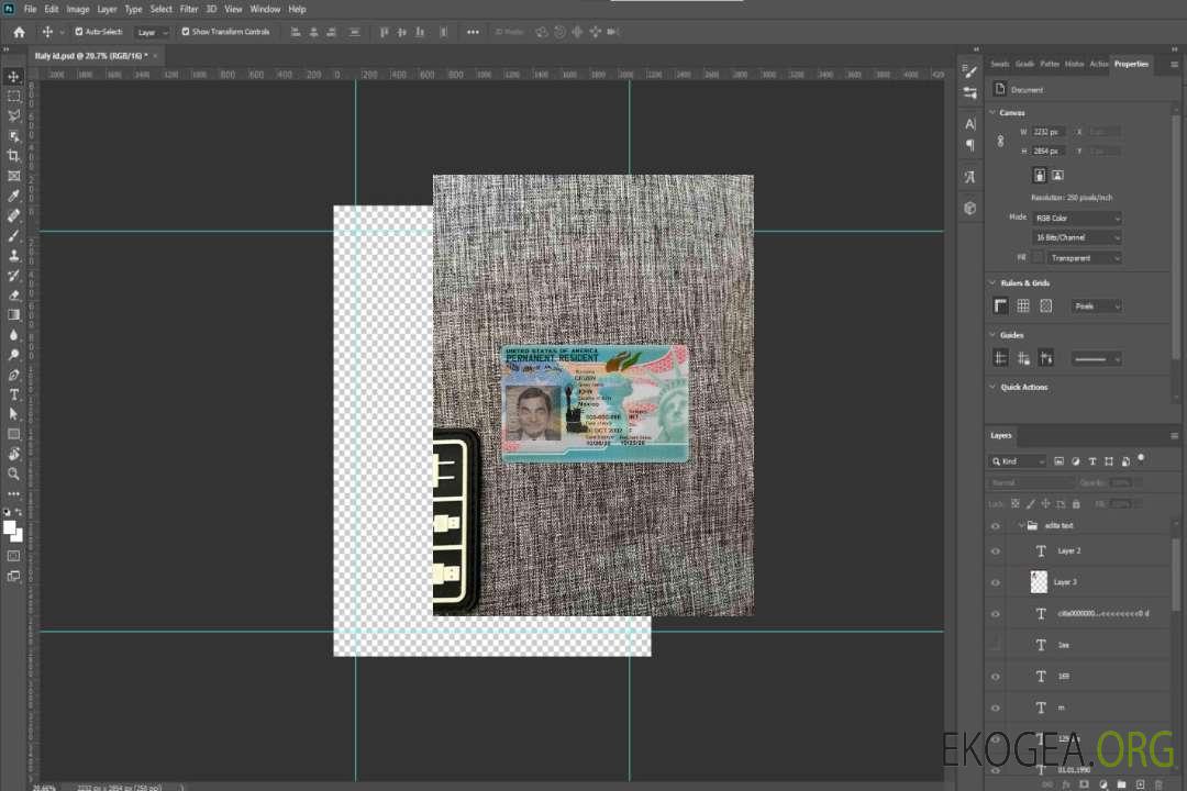 Nouvelle carte verte des États-Unis, résident permanent 2023 photolook FRONT template